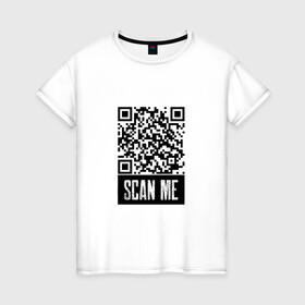 Женская футболка хлопок с принтом QR Scan в Белгороде, 100% хлопок | прямой крой, круглый вырез горловины, длина до линии бедер, слегка спущенное плечо | coronavirus | covid | covid19 | qr code | qr код | sputnik | вакцина | вакцинация | вирус | здоровье | изоляция | иммунитет | карантин | ковид | код | корона | коронавирус | маркировка | маска | пандемия | паспорт | прививка