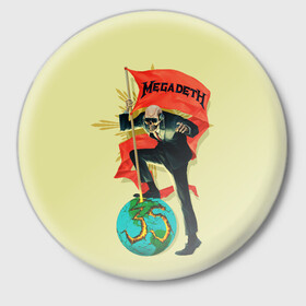 Значок с принтом Megadeth world в Белгороде,  металл | круглая форма, металлическая застежка в виде булавки | alternative | megadeth | metall | music | rock | альтернатива | мегадез | металл | музыка | рок