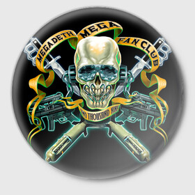 Значок с принтом Megadeth fan club в Белгороде,  металл | круглая форма, металлическая застежка в виде булавки | alternative | megadeth | metall | music | rock | альтернатива | мегадез | металл | музыка | рок