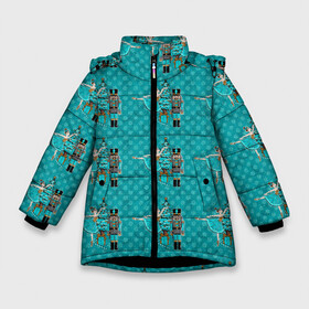 Зимняя куртка для девочек 3D с принтом Новогодний Щелкунчик в Белгороде, ткань верха — 100% полиэстер; подклад — 100% полиэстер, утеплитель — 100% полиэстер. | длина ниже бедра, удлиненная спинка, воротник стойка и отстегивающийся капюшон. Есть боковые карманы с листочкой на кнопках, утяжки по низу изделия и внутренний карман на молнии. 

Предусмотрены светоотражающий принт на спинке, радужный светоотражающий элемент на пуллере молнии и на резинке для утяжки. | 2022 | нг | новогодний | новый год | рождество | щелкунчик