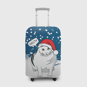Чехол для чемодана 3D с принтом НОВОГОДНИЙ КОТ БЕНДЕР (МЕМ) в Белгороде, 86% полиэфир, 14% спандекс | двустороннее нанесение принта, прорези для ручек и колес | Тематика изображения на принте: 2022 | 22 | bender | cat | christmas | meme | memes | meow | merry | new | snow | winter | year | бендер | год | зима | кот | кошка | мем | мемы | мяй | новый | рождество | снег | толстый