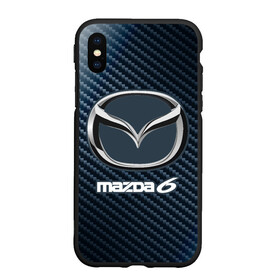 Чехол для iPhone XS Max матовый с принтом MAZDA 6 - Карбон в Белгороде, Силикон | Область печати: задняя сторона чехла, без боковых панелей | Тематика изображения на принте: auto | logo | mazda | mazda 6 | moto | symbol | авто | автомобиль | гонки | знак | карбон | лого | логотип | логотипы | мазда | марка | машина | мото | символ | символы