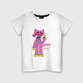 Детская футболка хлопок с принтом Kissy Missy Poppy Playtime в Белгороде, 100% хлопок | круглый вырез горловины, полуприлегающий силуэт, длина до линии бедер | huggy | kissy | missy | playtime | poppy | wuggy | вагги | ваги | киси | кисси | миси | мисси | хагги | хаги