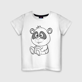 Детская футболка хлопок с принтом Пандочка в подгузниках в Белгороде, 100% хлопок | круглый вырез горловины, полуприлегающий силуэт, длина до линии бедер | веселье | детские | для девушек | для детей | китай | медведь | медвежонок | мультики | панда | пандочка | сказка | сказочные | удивление