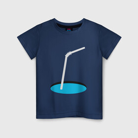 Детская футболка хлопок с принтом Коктейль 01 в Белгороде, 100% хлопок | круглый вырез горловины, полуприлегающий силуэт, длина до линии бедер | yaay | вода | газировка | иллюзия | коктейль | напиток | оп арт | пить воду | прикол | прорубь | трубочка