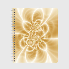 Тетрадь с принтом Коллекция Journey Дороги пустыни 284-7-42 в Белгороде, 100% бумага | 48 листов, плотность листов — 60 г/м2, плотность картонной обложки — 250 г/м2. Листы скреплены сбоку удобной пружинной спиралью. Уголки страниц и обложки скругленные. Цвет линий — светло-серый
 | abstraction | fractal | light | lines | sand | white | yellow | абстракция | белый | желтый | линии | на витрину | песочный | светный | фрактал