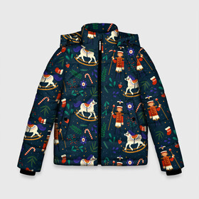 Зимняя куртка для мальчиков 3D с принтом Рождественский узор. Щелкунчик в Белгороде, ткань верха — 100% полиэстер; подклад — 100% полиэстер, утеплитель — 100% полиэстер | длина ниже бедра, удлиненная спинка, воротник стойка и отстегивающийся капюшон. Есть боковые карманы с листочкой на кнопках, утяжки по низу изделия и внутренний карман на молнии. 

Предусмотрены светоотражающий принт на спинке, радужный светоотражающий элемент на пуллере молнии и на резинке для утяжки | ламповый свитер | новогодний узор | новый год | паттерн | рождественский свитер | рождество | щелкунчик