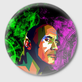 Значок с принтом Дуэйн Джонсон АРТ Скала в Белгороде,  металл | круглая форма, металлическая застежка в виде булавки | актер | боец | вектор | джонсон | дуэйн | зеленый | лицо | лысый | неон | огонь | пламя | реслинг | селебрити | скала | фиолетовый | харизма