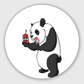 Круглый коврик для мышки с принтом Взрывная панда в Белгороде, резина и полиэстер | круглая форма, изображение наносится на всю лицевую часть | bomb | dinamit | panda | бомба | динамит | животное | панда