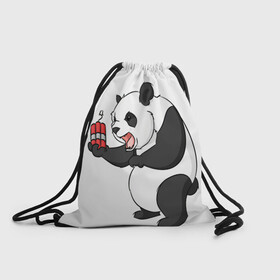 Рюкзак-мешок 3D с принтом Взрывная панда в Белгороде, 100% полиэстер | плотность ткани — 200 г/м2, размер — 35 х 45 см; лямки — толстые шнурки, застежка на шнуровке, без карманов и подкладки | bomb | dinamit | panda | бомба | динамит | животное | панда