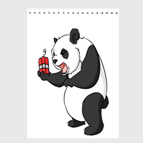 Скетчбук с принтом Взрывная панда в Белгороде, 100% бумага
 | 48 листов, плотность листов — 100 г/м2, плотность картонной обложки — 250 г/м2. Листы скреплены сверху удобной пружинной спиралью | bomb | dinamit | panda | бомба | динамит | животное | панда