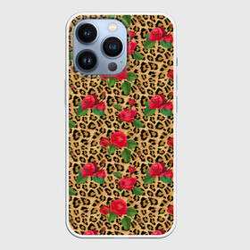 Чехол для iPhone 13 Pro с принтом Шкура Леопарда в Цветах в Белгороде,  |  | Тематика изображения на принте: jaguar | leopard | ocelot | predator | гепард | дикая кошка | животное | зверь | кот | красота | леопард | леопардовые пятна | оцелот | розы | хищная кошка | хищник | цветник | цветы | ягуар