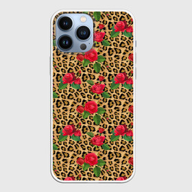Чехол для iPhone 13 Pro Max с принтом Шкура Леопарда в Цветах в Белгороде,  |  | Тематика изображения на принте: jaguar | leopard | ocelot | predator | гепард | дикая кошка | животное | зверь | кот | красота | леопард | леопардовые пятна | оцелот | розы | хищная кошка | хищник | цветник | цветы | ягуар
