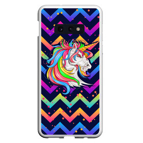 Чехол для Samsung S10E с принтом Cерьезный Единорог Frowning Unicorn в Белгороде, Силикон | Область печати: задняя сторона чехла, без боковых панелей | Тематика изображения на принте: angry | neon | unicorn | единорог | злой | кислотный | конь | лошадь | неон | пони | радуга | радужный | сердитый | серьезный | хмурый | юникорн