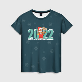 Женская футболка 3D с принтом Новый год 2022 | Год тигра в Белгороде, 100% полиэфир ( синтетическое хлопкоподобное полотно) | прямой крой, круглый вырез горловины, длина до линии бедер | 2022 | christmas | new year | год тигра | наступающий год | новогодний | новый год | рождественский | рождество | рождество христово | с новым годом | святки | тигр | тигренок