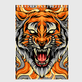 Скетчбук с принтом Символ года тигр в гневе в Белгороде, 100% бумага
 | 48 листов, плотность листов — 100 г/м2, плотность картонной обложки — 250 г/м2. Листы скреплены сверху удобной пружинной спиралью | Тематика изображения на принте: 2022 | большая кошка | животное | новый год | символ года | тигр | хищник