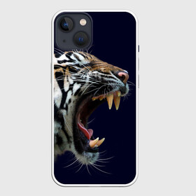 Чехол для iPhone 13 с принтом Оскал тигра | Большая кошка в Белгороде,  |  | 2022 | big teeth | fangs | grin | tiger | tigr | tigris | большая кошка | большие зубы | клыки | новый год | оскалиться | острые клыки | полосатая кошка | скалить | скалить зубы | тигр