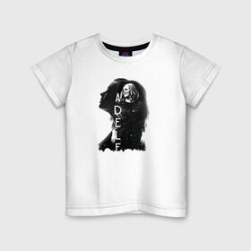 Детская футболка хлопок с принтом профиль Adele в Белгороде, 100% хлопок | круглый вырез горловины, полуприлегающий силуэт, длина до линии бедер | девушка | имя | надпись | певица | профиль