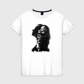Женская футболка хлопок с принтом профиль Adele в Белгороде, 100% хлопок | прямой крой, круглый вырез горловины, длина до линии бедер, слегка спущенное плечо | Тематика изображения на принте: девушка | имя | надпись | певица | профиль