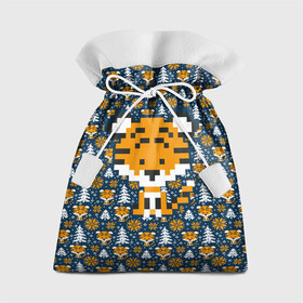 Подарочный 3D мешок с принтом Вязаный тигренок в Белгороде, 100% полиэстер | Размер: 29*39 см | Тематика изображения на принте: 2022 | вязанка | паттерн | символ года | тигр | тигренок | хищник