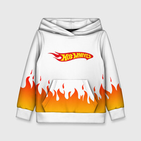 Детская толстовка 3D с принтом Hot Wheels | Logo | Fire в Белгороде, 100% полиэстер | двухслойный капюшон со шнурком для регулировки, мягкие манжеты на рукавах и по низу толстовки, спереди карман-кенгуру с мягким внутренним слоем | Тематика изображения на принте: auto | bone shaker | fire | hot wheels | logo | mattel | rd02 | twin mill | авто | автомобиль | ам | горячие колёса | лого | логотип | огненная | огонь | хот велс | эмблема