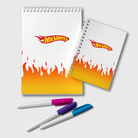 Блокнот с принтом Hot Wheels | Logo | Fire в Белгороде, 100% бумага | 48 листов, плотность листов — 60 г/м2, плотность картонной обложки — 250 г/м2. Листы скреплены удобной пружинной спиралью. Цвет линий — светло-серый
 | auto | bone shaker | fire | hot wheels | logo | mattel | rd02 | twin mill | авто | автомобиль | ам | горячие колёса | лого | логотип | огненная | огонь | хот велс | эмблема