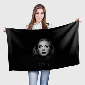 Флаг 3D с принтом Портрет Адель в Белгороде, 100% полиэстер | плотность ткани — 95 г/м2, размер — 67 х 109 см. Принт наносится с одной стороны | взгляд | глаза | девушка | имя | лицо