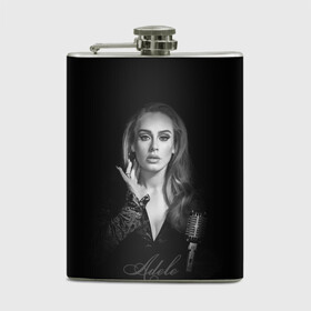 Фляга с принтом Adele Icon в Белгороде, металлический корпус | емкость 0,22 л, размер 125 х 94 мм. Виниловая наклейка запечатывается полностью | Тематика изображения на принте: девушка | имя | микрофон | певица | фото