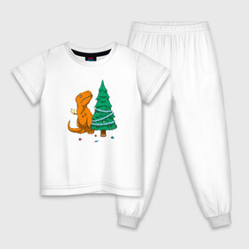Детская пижама хлопок с принтом Новогодние проблемы Рекса в Белгороде, 100% хлопок |  брюки и футболка прямого кроя, без карманов, на брюках мягкая резинка на поясе и по низу штанин
 | Тематика изображения на принте: christmas | decorations | dino | dinosaur | new | new year | problems | rain | rex | spruce | star | ti | toys | tree | tyrannosaurus | year | год | дино | динозавр | дождик | елка | ель | звезда | игрушки | мишура | новогодние | новый | проблемы | рекс |