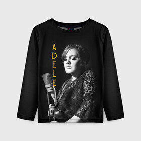 Детский лонгслив 3D с принтом Певица Adele в Белгороде, 100% полиэстер | длинные рукава, круглый вырез горловины, полуприлегающий силуэт
 | Тематика изображения на принте: девушка | имя | микрофон | надпись | певица