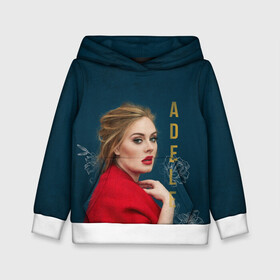 Детская толстовка 3D с принтом Portrait Adele в Белгороде, 100% полиэстер | двухслойный капюшон со шнурком для регулировки, мягкие манжеты на рукавах и по низу толстовки, спереди карман-кенгуру с мягким внутренним слоем | имя | лицо | надпись | певица | портрет