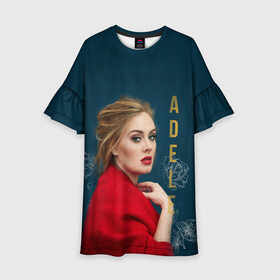 Детское платье 3D с принтом Portrait Adele в Белгороде, 100% полиэстер | прямой силуэт, чуть расширенный к низу. Круглая горловина, на рукавах — воланы | Тематика изображения на принте: имя | лицо | надпись | певица | портрет