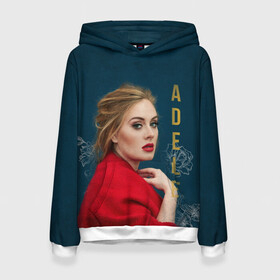 Женская толстовка 3D с принтом Portrait Adele в Белгороде, 100% полиэстер  | двухслойный капюшон со шнурком для регулировки, мягкие манжеты на рукавах и по низу толстовки, спереди карман-кенгуру с мягким внутренним слоем. | имя | лицо | надпись | певица | портрет