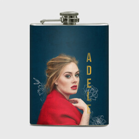 Фляга с принтом Portrait Adele в Белгороде, металлический корпус | емкость 0,22 л, размер 125 х 94 мм. Виниловая наклейка запечатывается полностью | Тематика изображения на принте: имя | лицо | надпись | певица | портрет