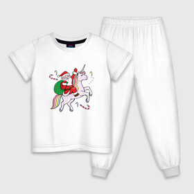 Детская пижама хлопок с принтом дед мороз на единороге 2022 в Белгороде, 100% хлопок |  брюки и футболка прямого кроя, без карманов, на брюках мягкая резинка на поясе и по низу штанин
 | 2022 | дед мороз | единорог | елка | ёлки | клаус | новогодний | новый год | санта | снегурочка