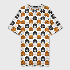 Платье-футболка 3D с принтом Собаки Спаниель в Белгороде,  |  | cocker spaniel | dog spaniel | k | английский спаниель | год собаки | друг человека | животное | зверь | кавалер спаниель | кинг чарльз спаниель | кинолог | кокер спаниель | охотничья собака | пёс