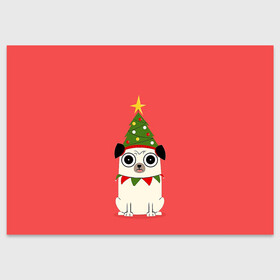 Поздравительная открытка с принтом Новогодний Мопс   Пёсик в Белгороде, 100% бумага | плотность бумаги 280 г/м2, матовая, на обратной стороне линовка и место для марки
 | Тематика изображения на принте: 2021 | 2022 | bite me | christmas | marry christmas | new year | в топе | герлянды | для друга | елка | кусь | мопс | нг | новогодний мопс | новогодний свитер | новый год | пёсик | песк | подарок | пряник | пряня | псина