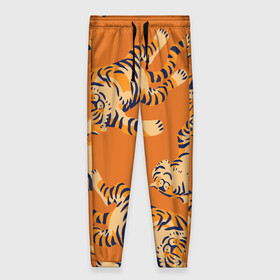 Женские брюки 3D с принтом Тигр паттерн в Белгороде, полиэстер 100% | прямой крой, два кармана без застежек по бокам, с мягкой трикотажной резинкой на поясе и по низу штанин. В поясе для дополнительного комфорта — широкие завязки | 2022 | год тигра | китайский календарь | надписи | новый год | тигр