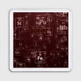 Магнит 55*55 с принтом Fe - Таблица Менделеева в Белгороде, Пластик | Размер: 65*65 мм; Размер печати: 55*55 мм | fe | для студентов | для физиков | для химиков | железо | наука | таблица менделеева | ученым | физика | химия | элемент