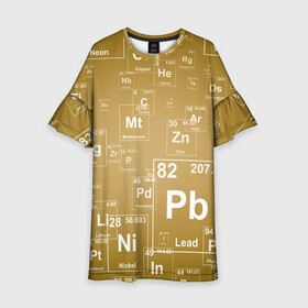 Детское платье 3D с принтом Pb - таблица Менделеева в Белгороде, 100% полиэстер | прямой силуэт, чуть расширенный к низу. Круглая горловина, на рукавах — воланы | pb | для физиков | для химиков | менделеев | наука | песочные | свинец | студентам | таблица менделеева | физика | химия