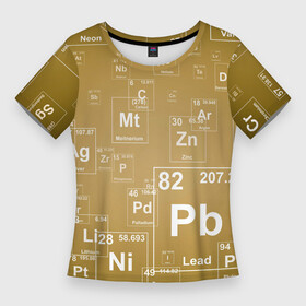 Женская футболка 3D Slim с принтом Pb  таблица Менделеева в Белгороде,  |  | pb | для физиков | для химиков | менделеев | наука | песочные | свинец | студентам | таблица менделеева | физика | химия