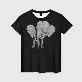 Женская футболка 3D с принтом Сплоченность в Белгороде, 100% полиэфир ( синтетическое хлопкоподобное полотно) | прямой крой, круглый вырез горловины, длина до линии бедер | любовь | преданность | семья | слоненок | слониха | слоны