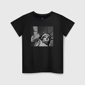 Детская футболка хлопок с принтом Статуя Свободы в Америке в Белгороде, 100% хлопок | круглый вырез горловины, полуприлегающий силуэт, длина до линии бедер | америка | знаменитое место | памятник | свобода | статуя | статуя свободы | сша
