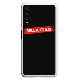 Чехол для Honor 20 с принтом BELLA CIAO (БУМАЖНЫЙ ДОМ) в Белгороде, Силикон | Область печати: задняя сторона чехла, без боковых панелей | Тематика изображения на принте: bella | bells | casa | ciao | de | el | jingle | la | moscow | netflix | papel | professor | resistencia | tokio | viva | бумажный | дом | профессор