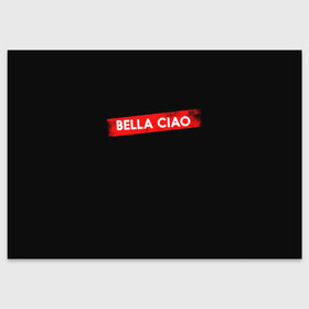 Поздравительная открытка с принтом BELLA CIAO (БУМАЖНЫЙ ДОМ) в Белгороде, 100% бумага | плотность бумаги 280 г/м2, матовая, на обратной стороне линовка и место для марки
 | bella | bells | casa | ciao | de | el | jingle | la | moscow | netflix | papel | professor | resistencia | tokio | viva | бумажный | дом | профессор