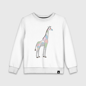 Детский свитшот хлопок с принтом Волшебный жираф в Белгороде, 100% хлопок | круглый вырез горловины, эластичные манжеты, пояс и воротник | автралия | африка | волшебство | животное | жираф | зверь | мило | милота | мозаика | редкое животное | сказка | цвета | чудо | экзотика