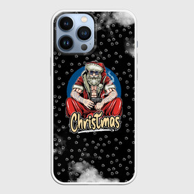 Чехол для iPhone 13 Pro Max с принтом Merry Christmas Santa с пистолетом. в Белгороде,  |  | Тематика изображения на принте: 2022 | happy new year | merry christmas | santa | год тигра | зима близко | нг | новогодний | новый год | новый год 2022 | рождество | символ 2022 года | следы от пуль | снежинки