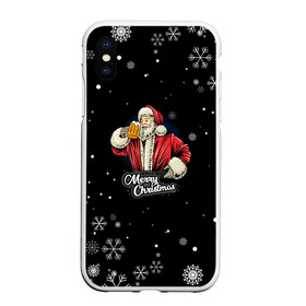 Чехол для iPhone XS Max матовый с принтом Merry Christmas Санта с пивом в Белгороде, Силикон | Область печати: задняя сторона чехла, без боковых панелей | Тематика изображения на принте: 2022 | happy new year | merry christmas | santa | год тигра | зима близко | нг | новогодний | новогодний санта | новый год | новый год 2022 | рождество | санта | символ 2022 года | снег