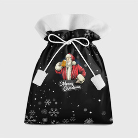 Подарочный 3D мешок с принтом Merry Christmas Санта с пивом в Белгороде, 100% полиэстер | Размер: 29*39 см | Тематика изображения на принте: 2022 | happy new year | merry christmas | santa | год тигра | зима близко | нг | новогодний | новогодний санта | новый год | новый год 2022 | рождество | санта | символ 2022 года | снег