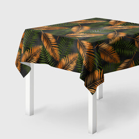 Скатерть 3D с принтом Африканские листья в Белгороде, 100% полиэстер (ткань не мнется и не растягивается) | Размер: 150*150 см | Тематика изображения на принте: африка | листья | паттерн | тропики | цветы